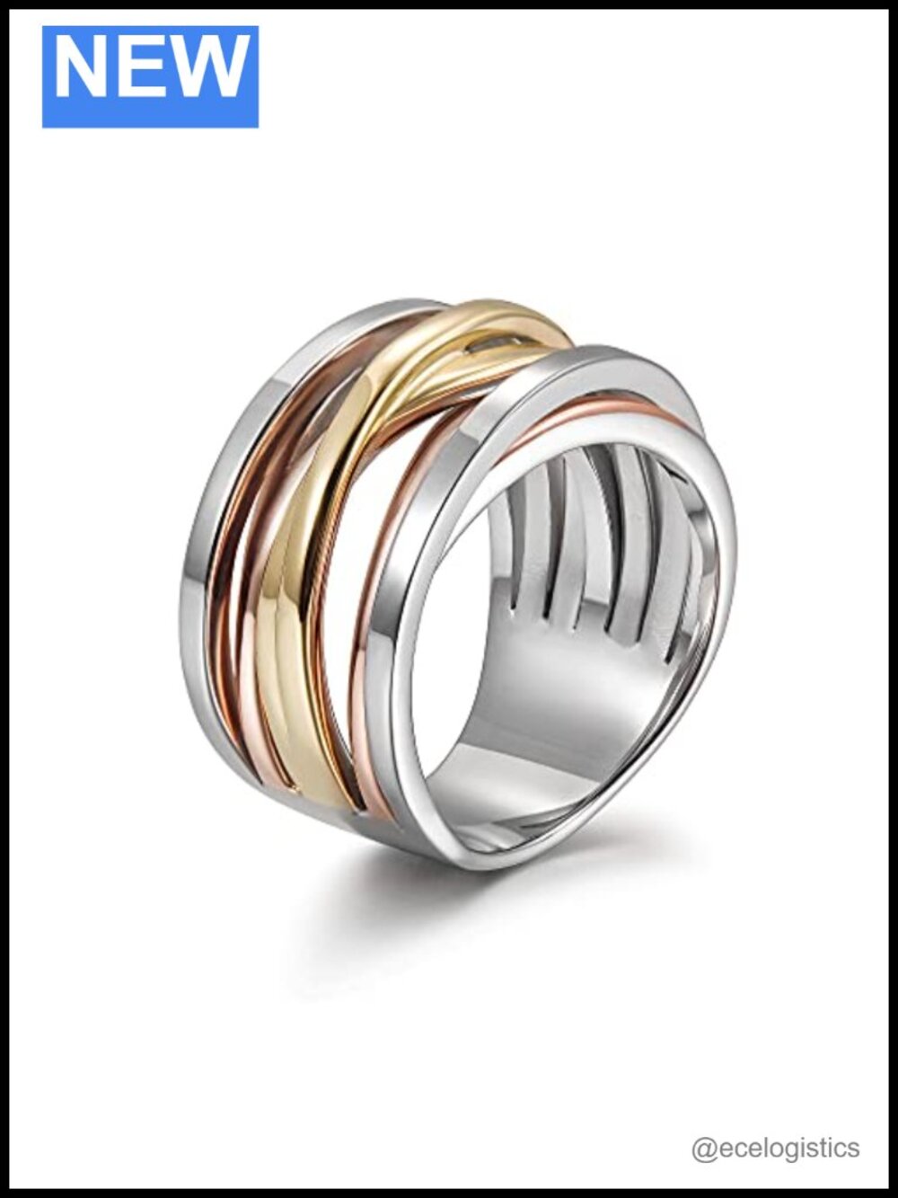 Stainless Steel Knot Ring Gold Plated Cross Statement Engagement Rings for Women